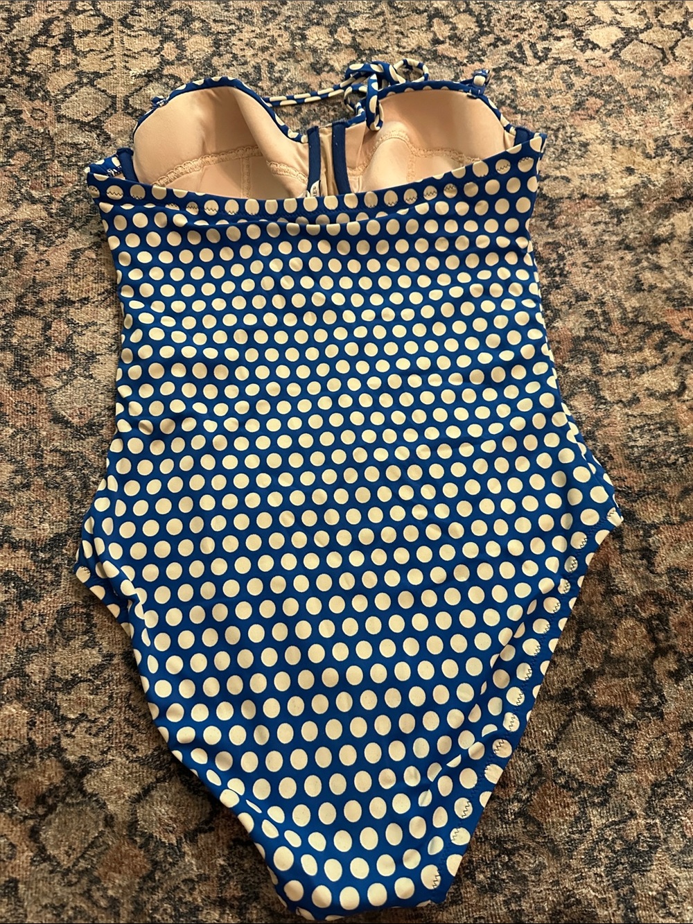 J. Crew Blue One-Piece Swimsuit with White Polka Dots - Picture 6 of 14